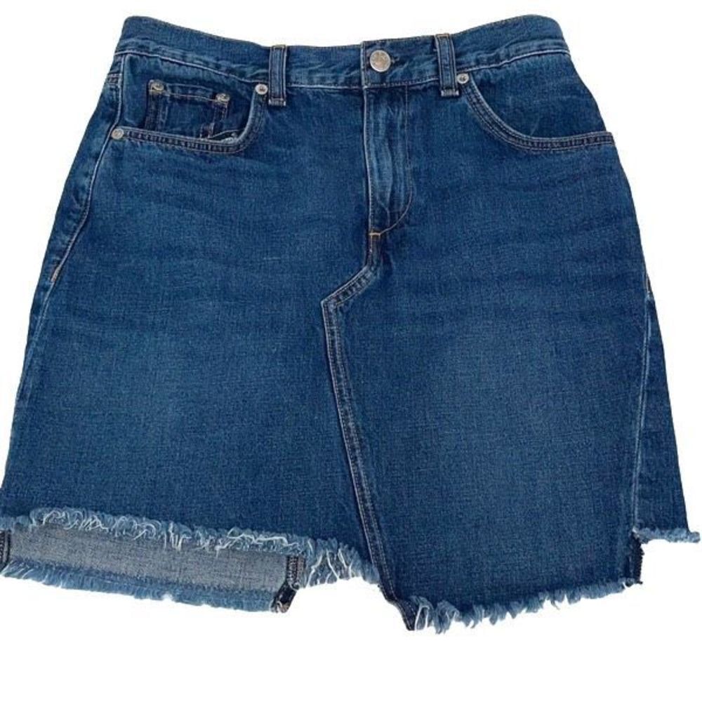 Rag & Bone Women’s Denim Mini Skirt Size 26 Eddy Wash Dive Frayed Hem Blue